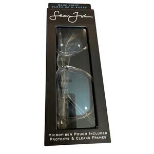 NIB Sean John Blue Light Blocking Glasses Lenox (Clear) Power +0.00